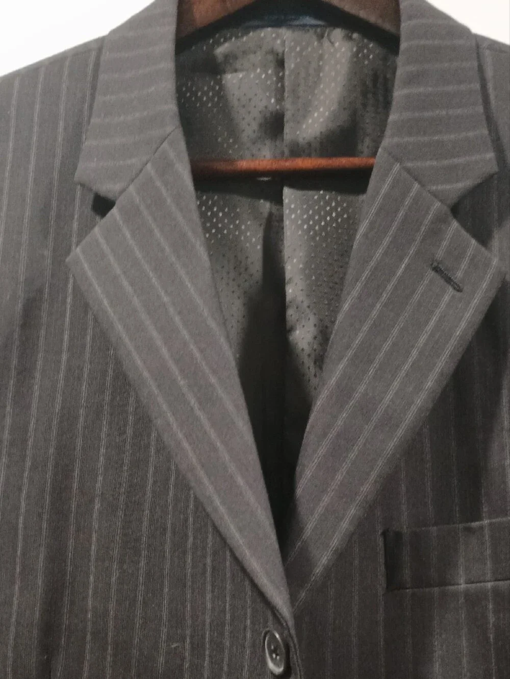 Men's Charcoal Pinstripe Blazer - Classic Three-Button Sport Coat